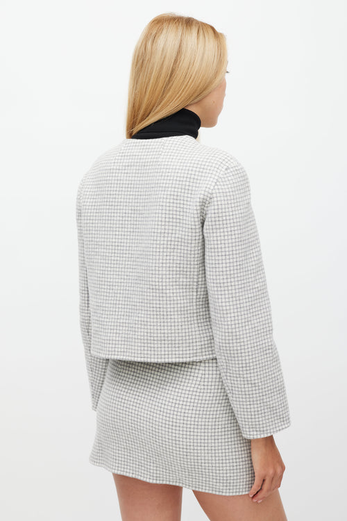 Theory Grey 
White Checked Skirt Suit