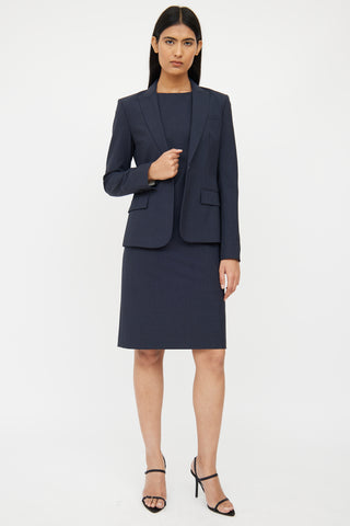 Theory Dark Grey Wool Dress 
Blazer Set