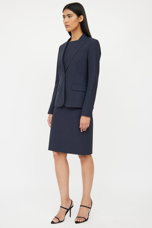 Theory Dark Grey Wool Dress 
Blazer Set