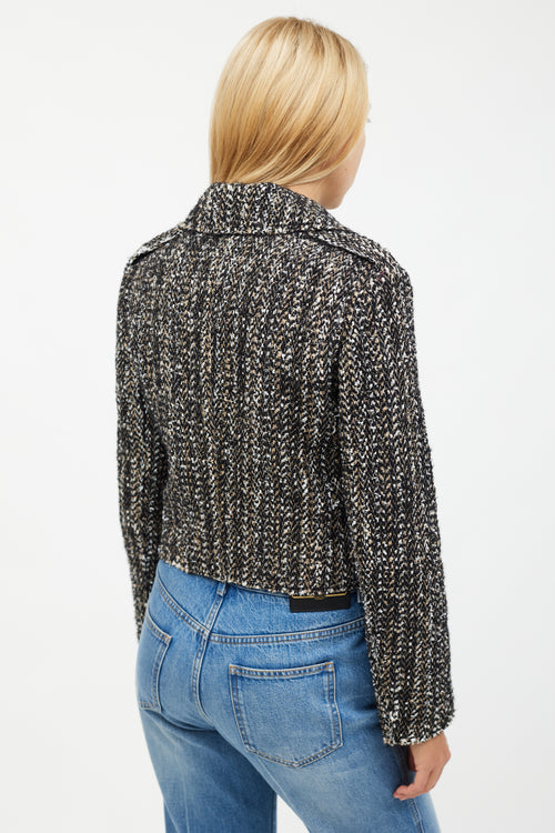 Theory Multicolour Sargent Double Breasted Tweed Cropped Jacket