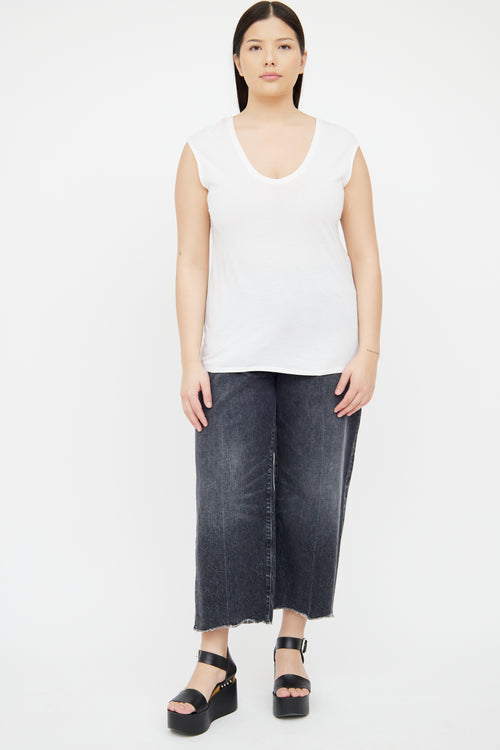 Theory White Scoop Neck Sleeveless Top