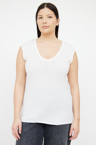 Theory White Scoop Neck Sleeveless Top