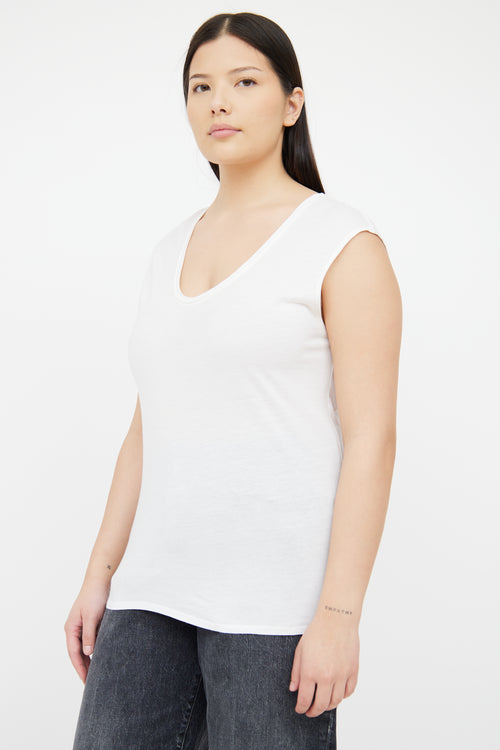 Theory White Scoop Neck Sleeveless Top