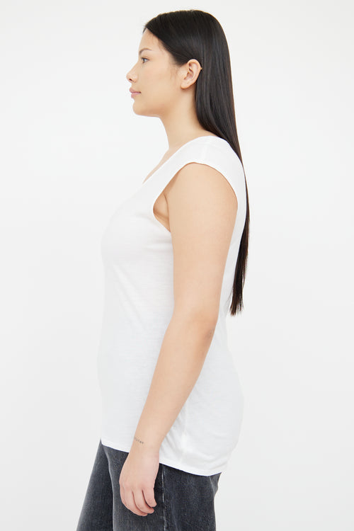 Theory White Scoop Neck Sleeveless Top