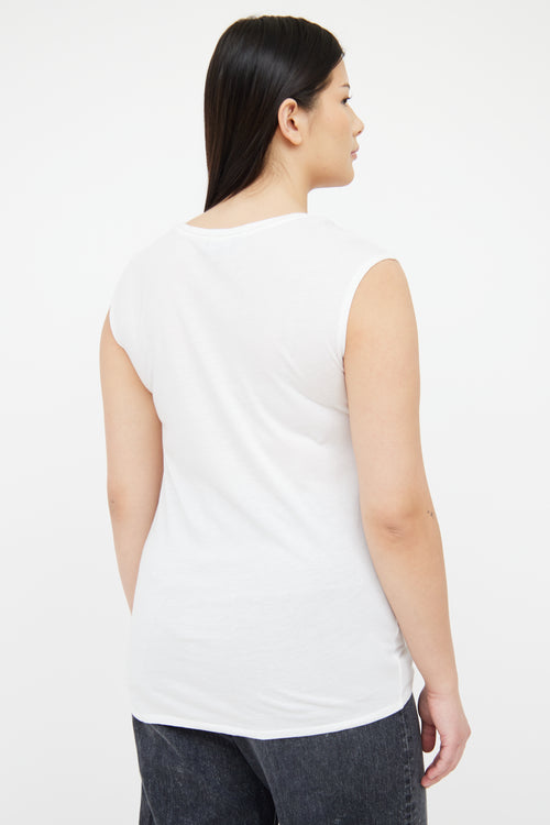 Theory White Scoop Neck Sleeveless Top