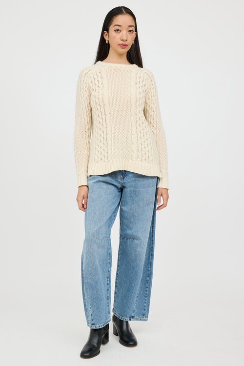 Theory Cream Wool Cableknit Sweater