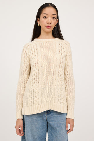 Theory Cream Wool Cableknit Sweater