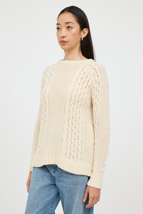 Theory Cream Wool Cableknit Sweater