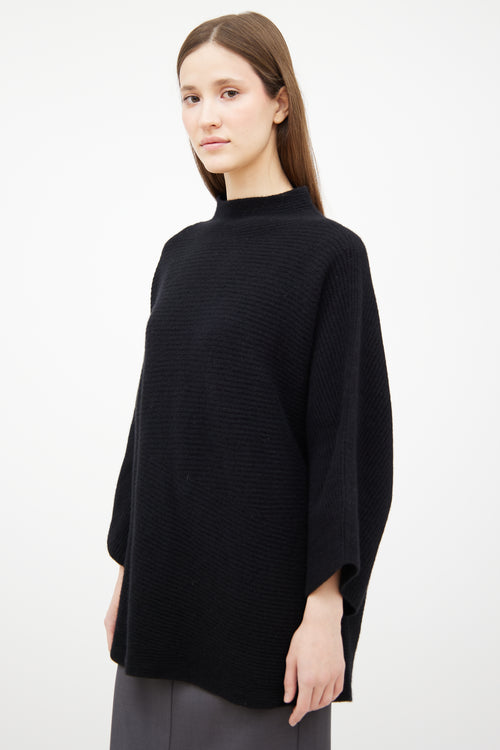 The Row Black Cashmere Knit Asymmetrical Top