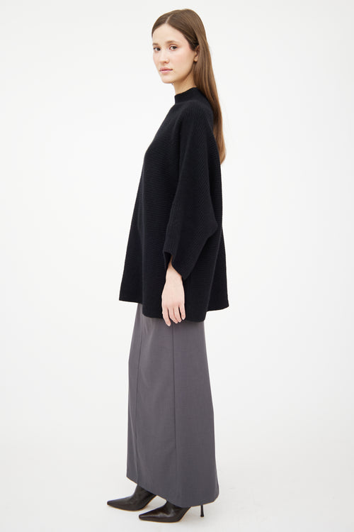 The Row Black Cashmere Knit Asymmetrical Top