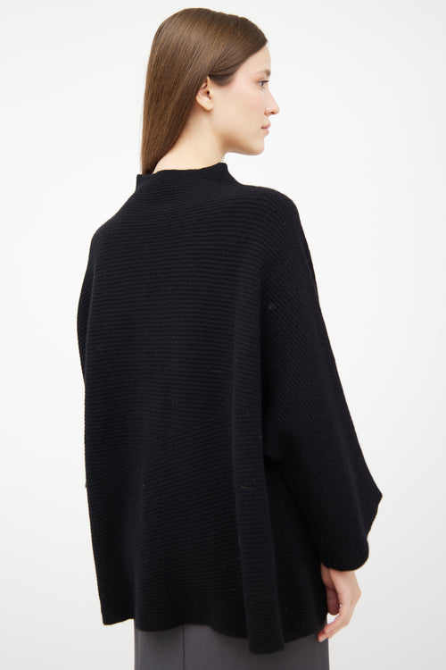 The Row Black Cashmere Knit Asymmetrical Top