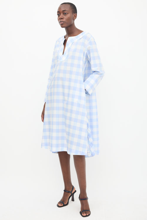 Thierry Colson White 
Blue Gingham Tunic Dress