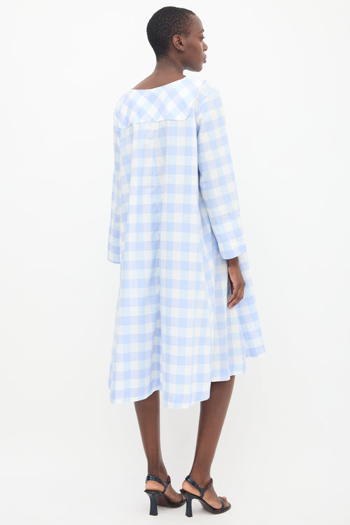 Thierry Colson White 
Blue Gingham Tunic Dress