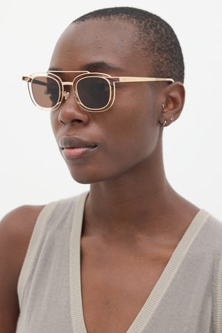 Thierry Lasry Gold Gendery Cut Out Aviator Sunglasses