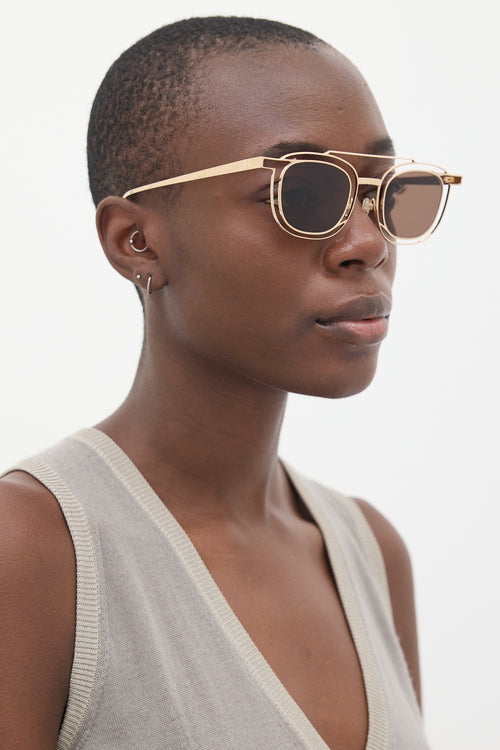 Thierry Lasry Gold Gendery Cut Out Aviator Sunglasses