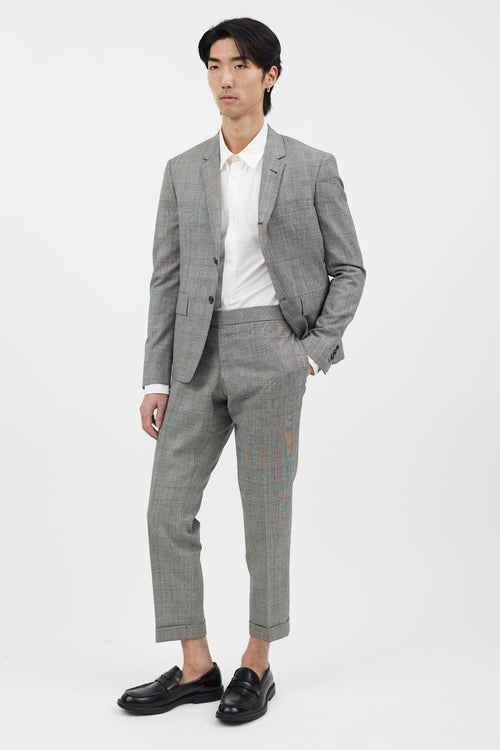 Thom Browne 2 Piece Black 
White Check Suit Set