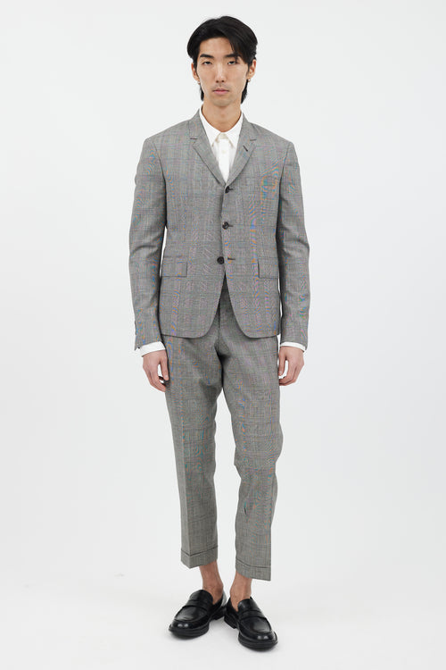 Thom Browne 2 Piece Black 
White Check Suit Set