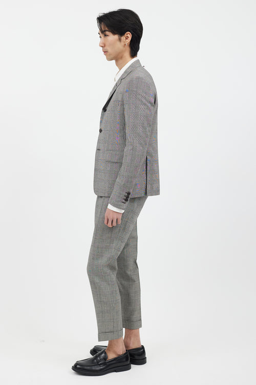 Thom Browne 2 Piece Black 
White Check Suit Set