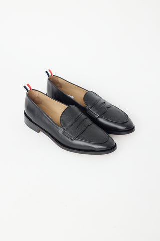 Thom Browne Black Leather Varsity Penny Loafer