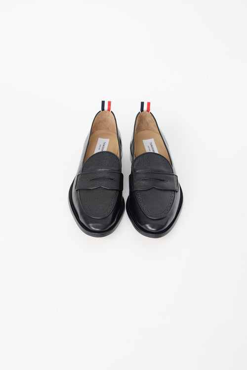 Thom Browne Black Leather Varsity Penny Loafer