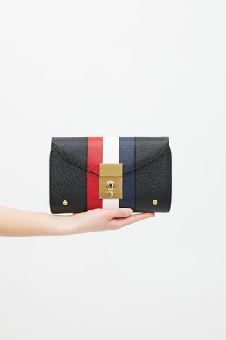 Thom Browne Black 
Multicolour Leather Stripe Clutch