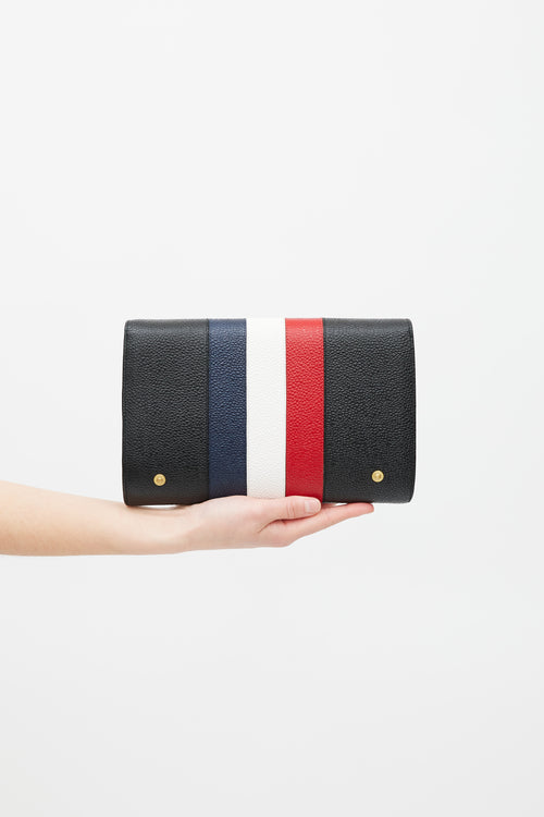 Thom Browne Black 
Multicolour Leather Stripe Clutch