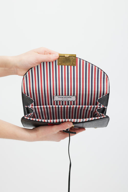 Thom Browne Black 
Multicolour Leather Stripe Clutch