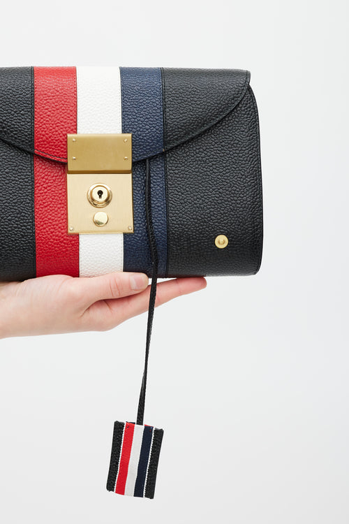 Thom Browne Black 
Multicolour Leather Stripe Clutch