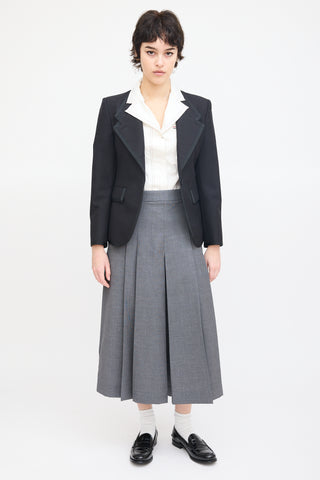 Thom Browne Black Wool 
Mohair Grosgrain Trim Blazer