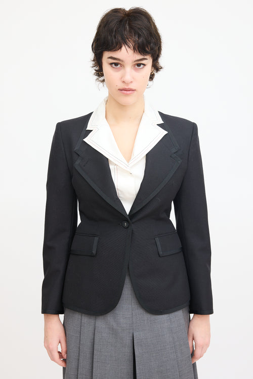 Thom Browne Black Wool 
Mohair Grosgrain Trim Blazer