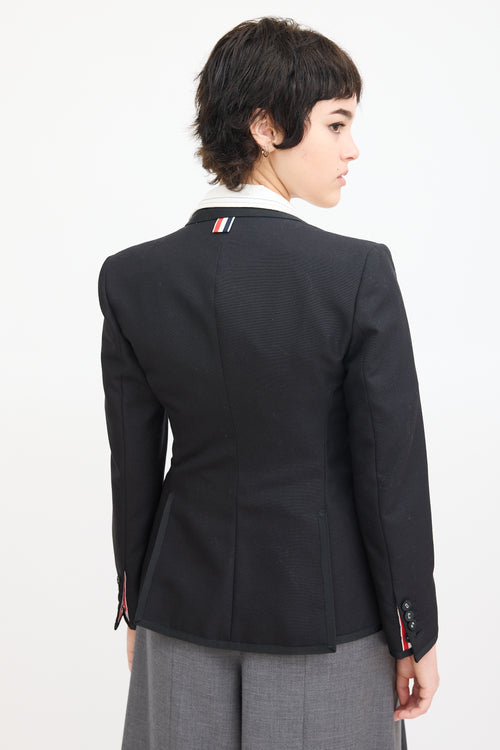 Thom Browne Black Wool 
Mohair Grosgrain Trim Blazer