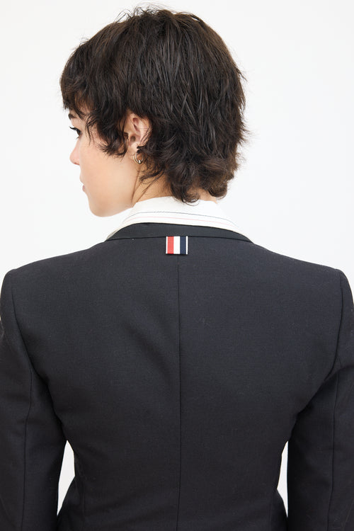 Thom Browne Black Wool 
Mohair Grosgrain Trim Blazer