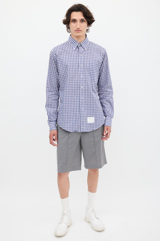 Thom Browne Blue 
Multicolour Cotton Check Shirt