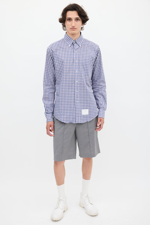 Thom Browne Blue 
Multicolour Cotton Check Shirt