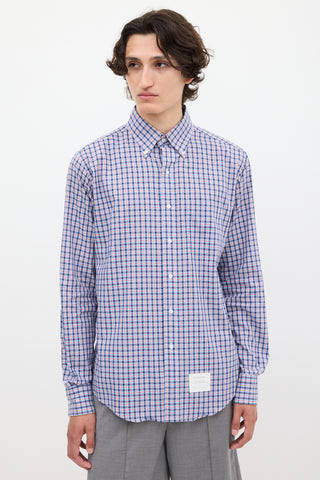 Thom Browne Blue 
Multicolour Cotton Check Shirt