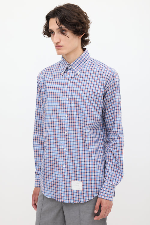 Thom Browne Blue 
Multicolour Cotton Check Shirt