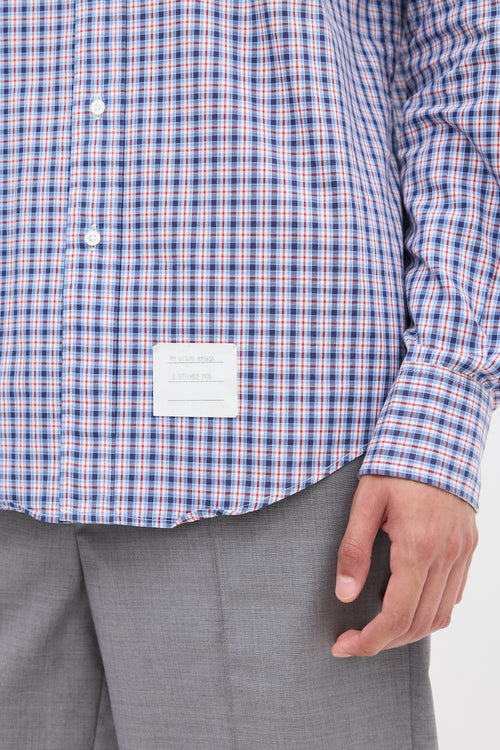 Thom Browne Blue 
Multicolour Cotton Check Shirt