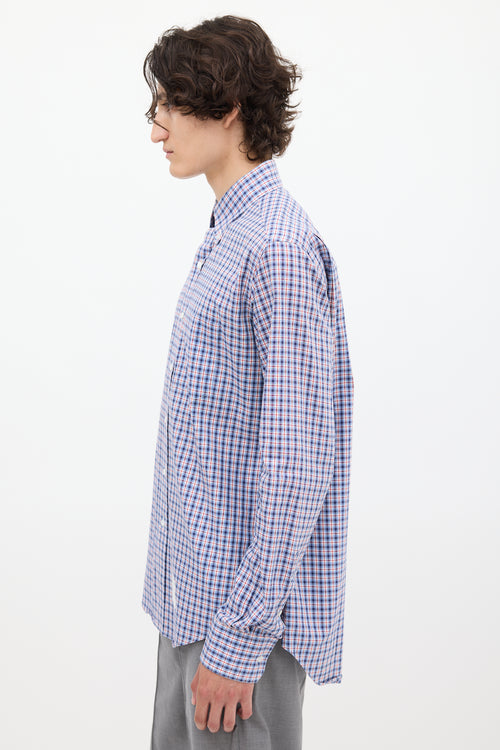 Thom Browne Blue 
Multicolour Cotton Check Shirt