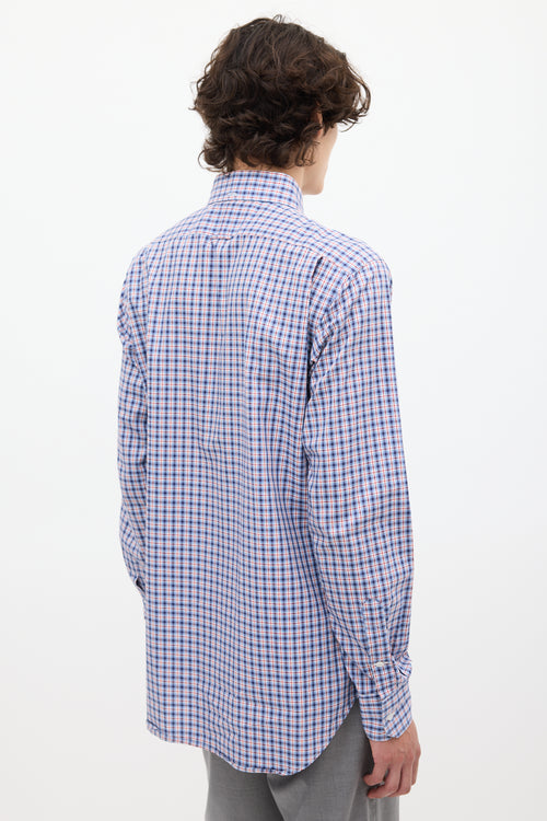 Thom Browne Blue 
Multicolour Cotton Check Shirt