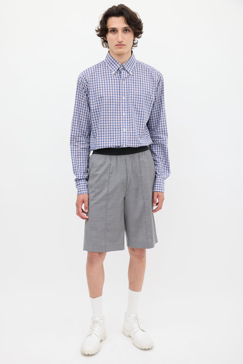 Thom Browne Blue 
Multicolour Cotton Check Shirt