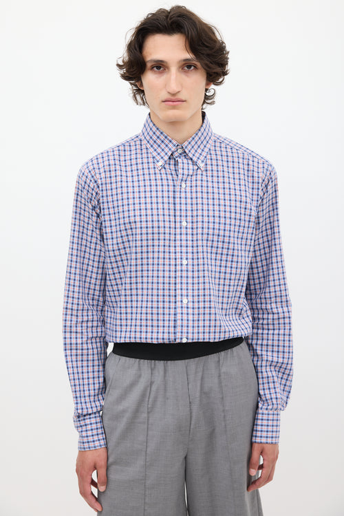 Thom Browne Blue 
Multicolour Cotton Check Shirt