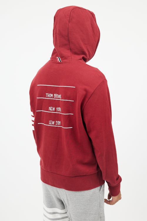 Burgundy 
White Stripe Hoodie