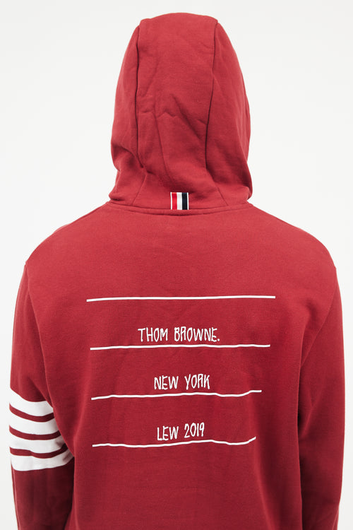 Burgundy 
White Stripe Hoodie