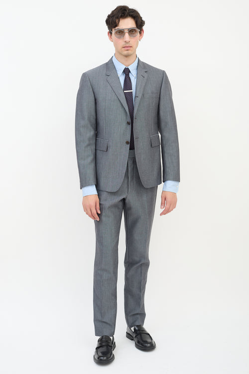 Thom Browne Dark Grey Wool 
Mohair Three Pocket Blazer