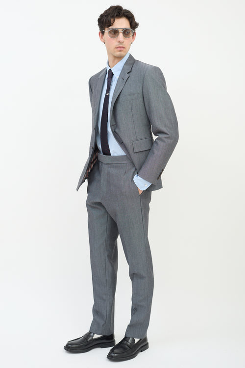 Thom Browne Dark Grey Wool 
Mohair Three Pocket Blazer