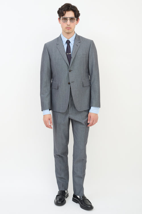 Thom Browne Dark Grey Wool 
Mohair Three Pocket Blazer