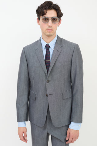 Thom Browne Dark Grey Wool 
Mohair Three Pocket Blazer