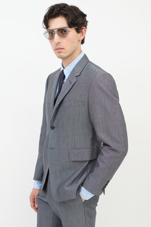 Thom Browne Dark Grey Wool 
Mohair Three Pocket Blazer