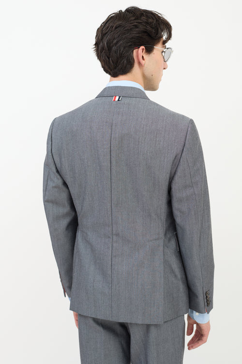 Thom Browne Dark Grey Wool 
Mohair Three Pocket Blazer