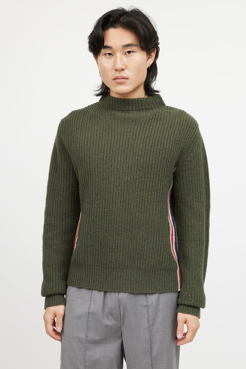 Thom Browne Green 
Multicolour Ribbed Wool Knit Sweater